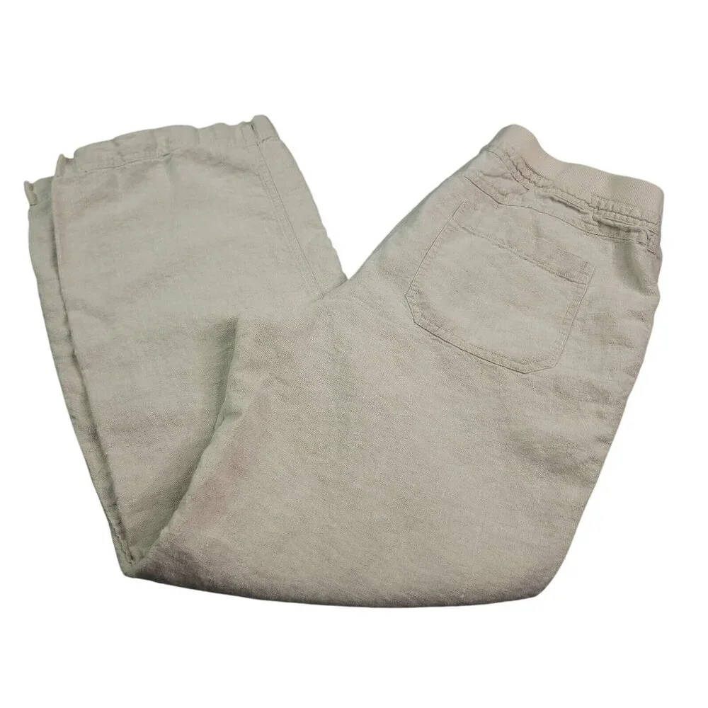 Chicos Womens Linen Pants 12 (2) Relaxed Beige Casual Beach Mid Rise - Picture 1 of 7
